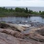 <p align=left>La chute de la rivière Sault-au-Mouton, qu'on peut apercevoir d'une halte à Longue-Rive (anciennement Sault-au-Mouton)